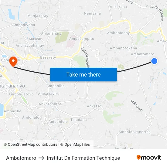 Ambatomaro to Institut De Formation Technique map