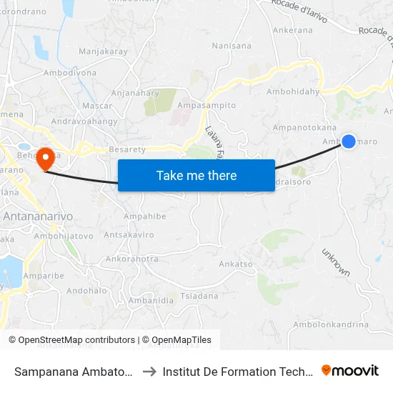 Sampanana Ambatomaro to Institut De Formation Technique map