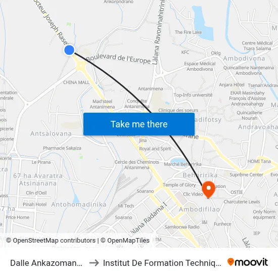 Dalle Ankazomanga to Institut De Formation Technique map