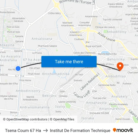 Tsena Coum 67 Ha to Institut De Formation Technique map