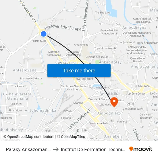 Paraky Ankazomanga to Institut De Formation Technique map