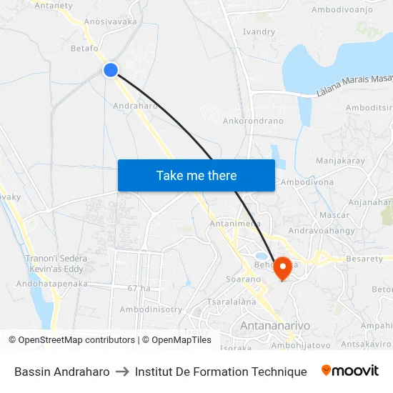 Bassin Andraharo to Institut De Formation Technique map