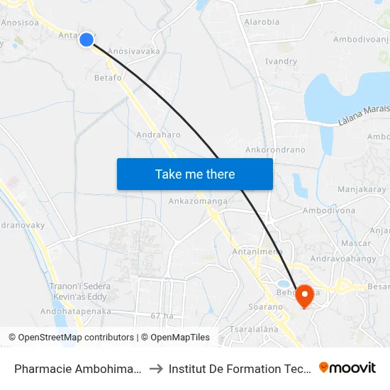 Pharmacie Ambohimanarina to Institut De Formation Technique map