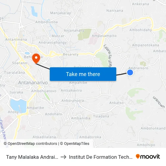 Tany Malalaka Andraisoro to Institut De Formation Technique map