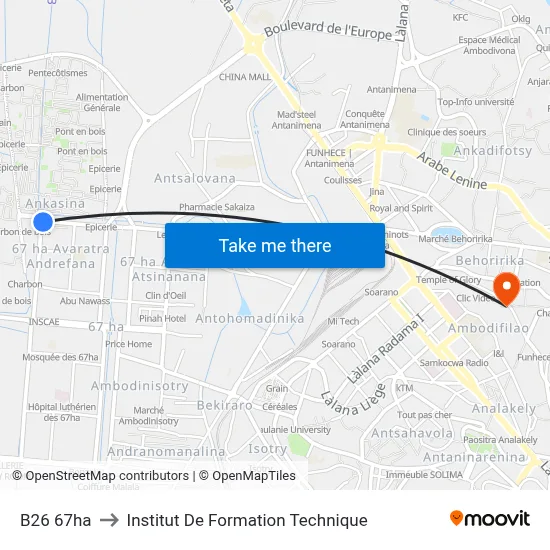 B26 67ha to Institut De Formation Technique map