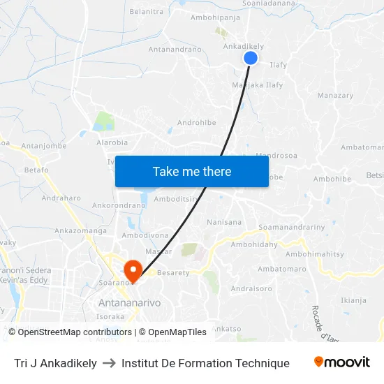 Tri J Ankadikely to Institut De Formation Technique map