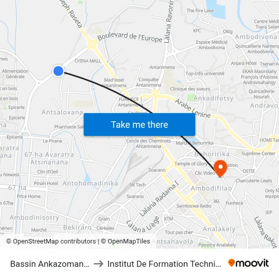 Bassin Ankazomanga to Institut De Formation Technique map
