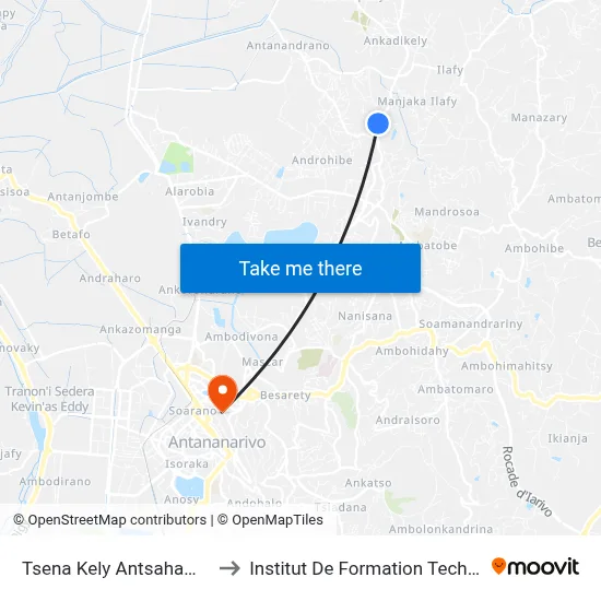 Tsena Kely Antsahamaina to Institut De Formation Technique map
