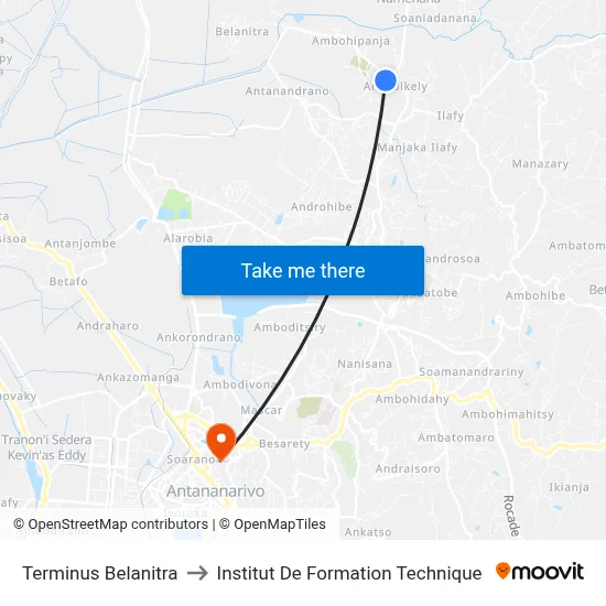 Terminus Belanitra to Institut De Formation Technique map