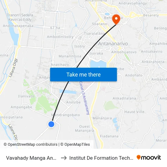 Vavahady Manga Anosibe to Institut De Formation Technique map