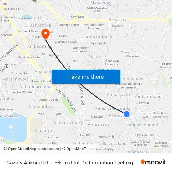 Gazety Ankorahotra to Institut De Formation Technique map