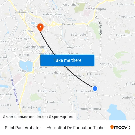 Saint Paul Ambatoroka to Institut De Formation Technique map