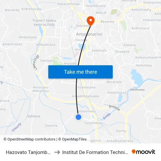 Hazovato Tanjombato to Institut De Formation Technique map