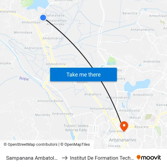 Sampanana Ambatolampy to Institut De Formation Technique map