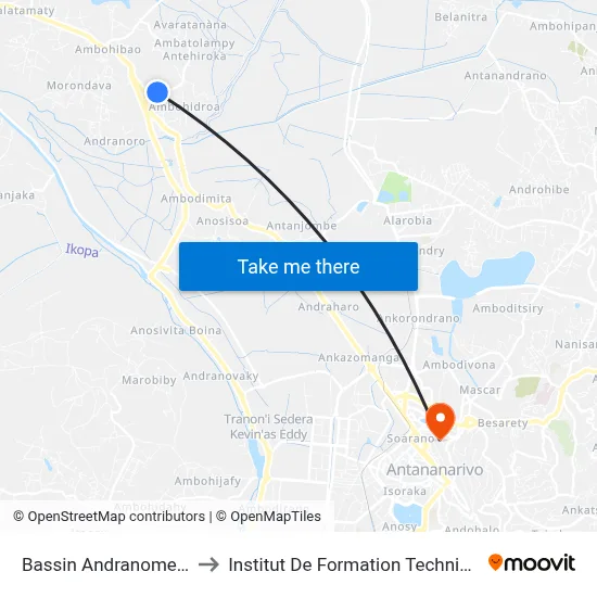 Bassin Andranomena to Institut De Formation Technique map