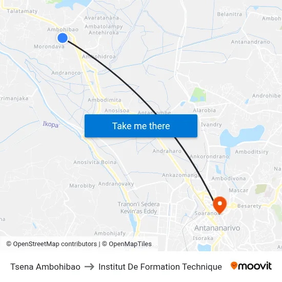 Tsena Ambohibao to Institut De Formation Technique map