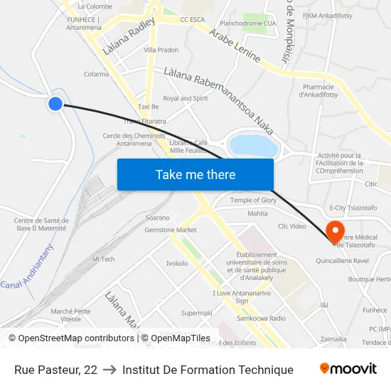 Rue Pasteur, 22 to Institut De Formation Technique map