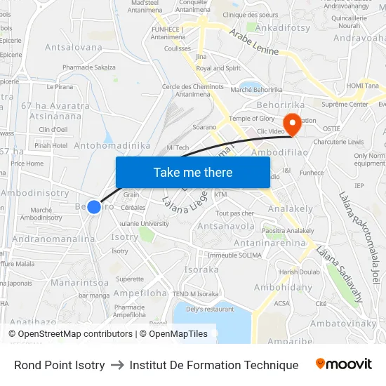 Rond Point Isotry to Institut De Formation Technique map
