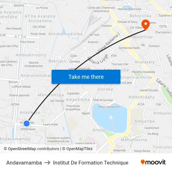 Andavamamba to Institut De Formation Technique map
