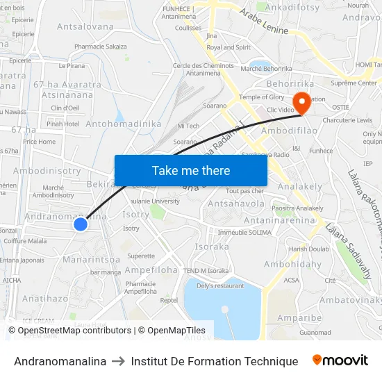 Andranomanalina to Institut De Formation Technique map