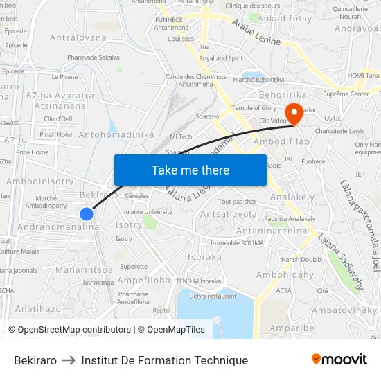 Bekiraro to Institut De Formation Technique map