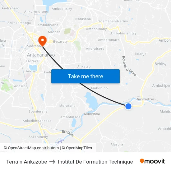 Terrain Ankazobe to Institut De Formation Technique map