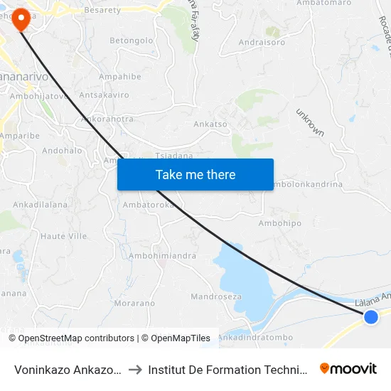 Voninkazo Ankazobe to Institut De Formation Technique map