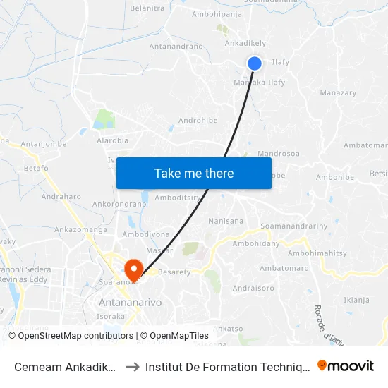 Cemeam Ankadikely to Institut De Formation Technique map