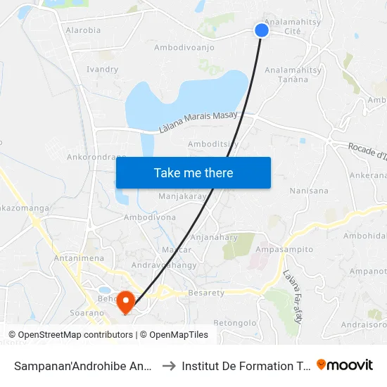 Sampanan'Androhibe Analamahitsy to Institut De Formation Technique map