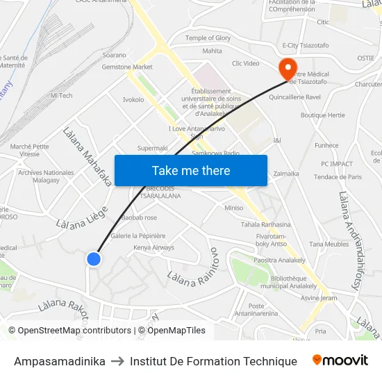 Ampasamadinika to Institut De Formation Technique map