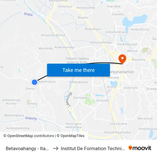 Betavoahangy - Itaosy to Institut De Formation Technique map