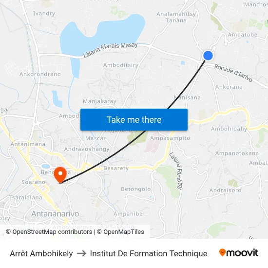 Arrêt Ambohikely to Institut De Formation Technique map