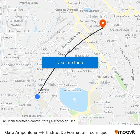 Gare Ampefiloha to Institut De Formation Technique map