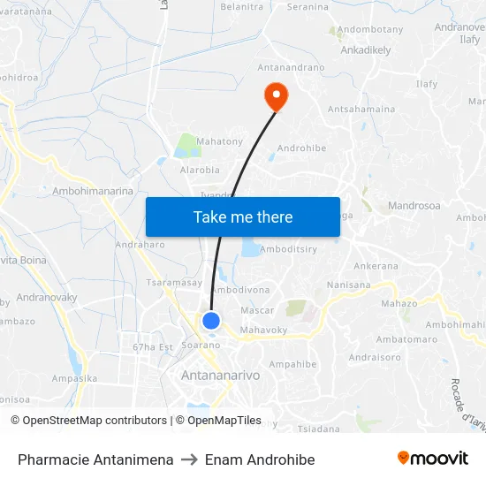 Pharmacie Antanimena to Enam Androhibe map