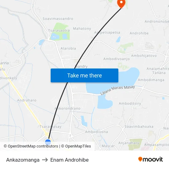 Ankazomanga to Enam Androhibe map