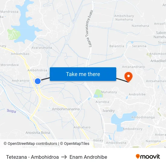 Tetezana - Ambohidroa to Enam Androhibe map