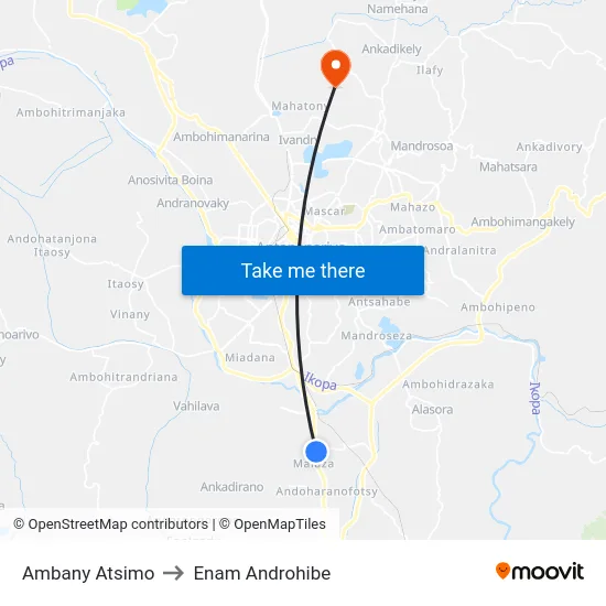 Ambany Atsimo to Enam Androhibe map