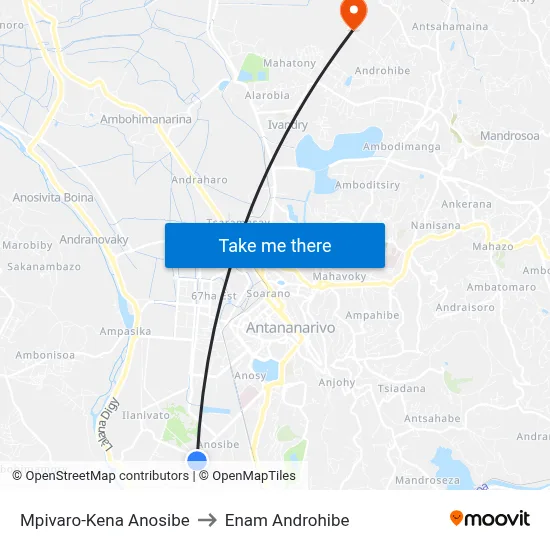 Mpivaro-Kena Anosibe to Enam Androhibe map