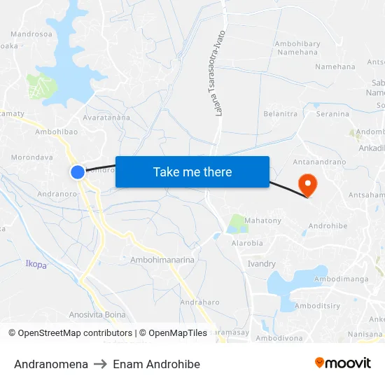 Andranomena to Enam Androhibe map