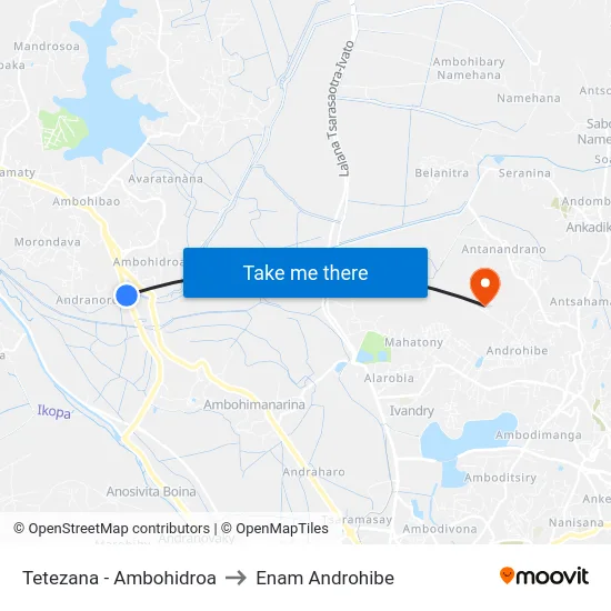 Tetezana - Ambohidroa to Enam Androhibe map