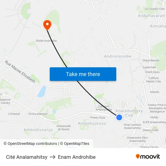 Cité Analamahitsy to Enam Androhibe map