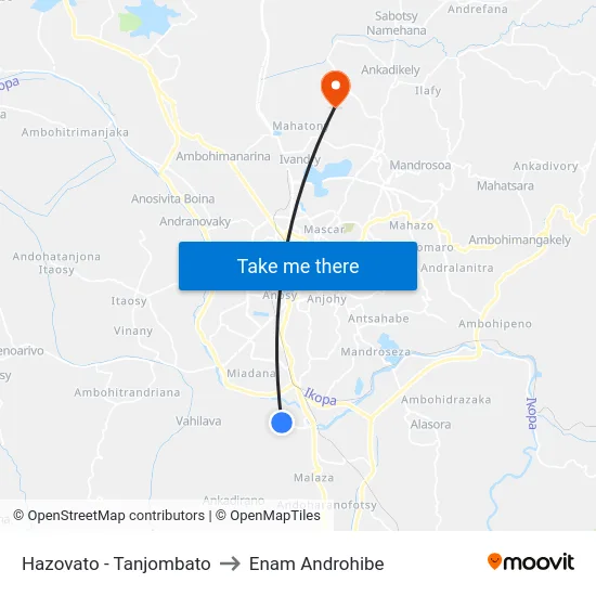 Hazovato - Tanjombato to Enam Androhibe map