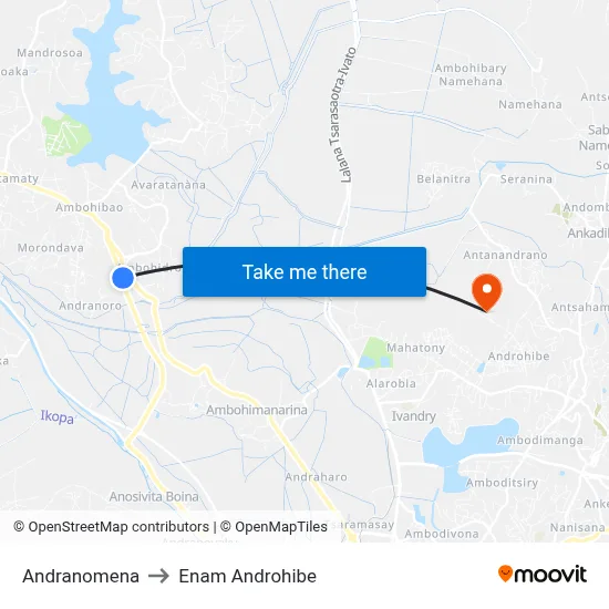 Andranomena to Enam Androhibe map