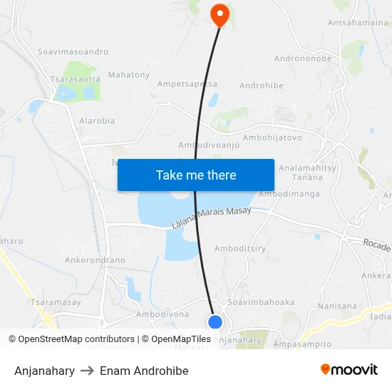 Anjanahary to Enam Androhibe map