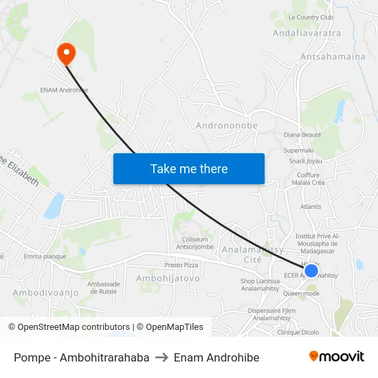 Pompe - Ambohitrarahaba to Enam Androhibe map