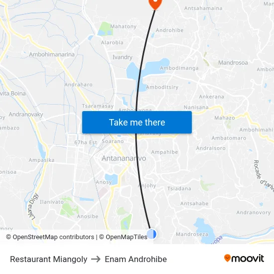 Restaurant Miangoly to Enam Androhibe map