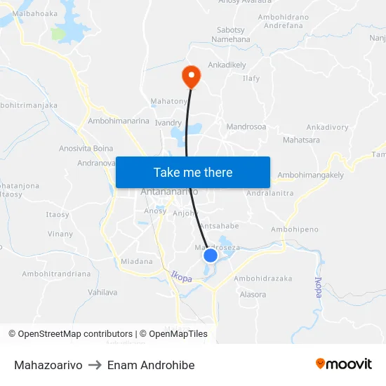 Mahazoarivo to Enam Androhibe map