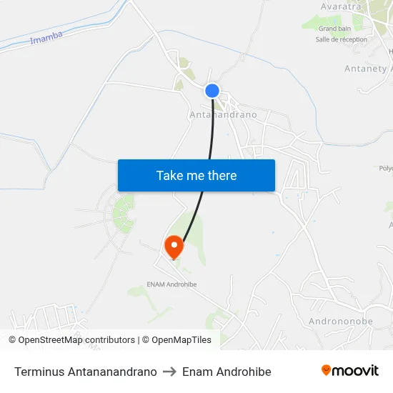 Terminus Antananandrano to Enam Androhibe map