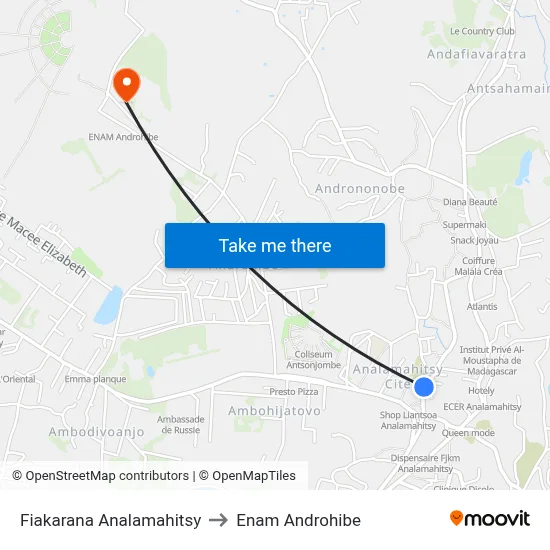 Fiakarana Analamahitsy to Enam Androhibe map