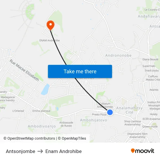 Antsonjombe to Enam Androhibe map